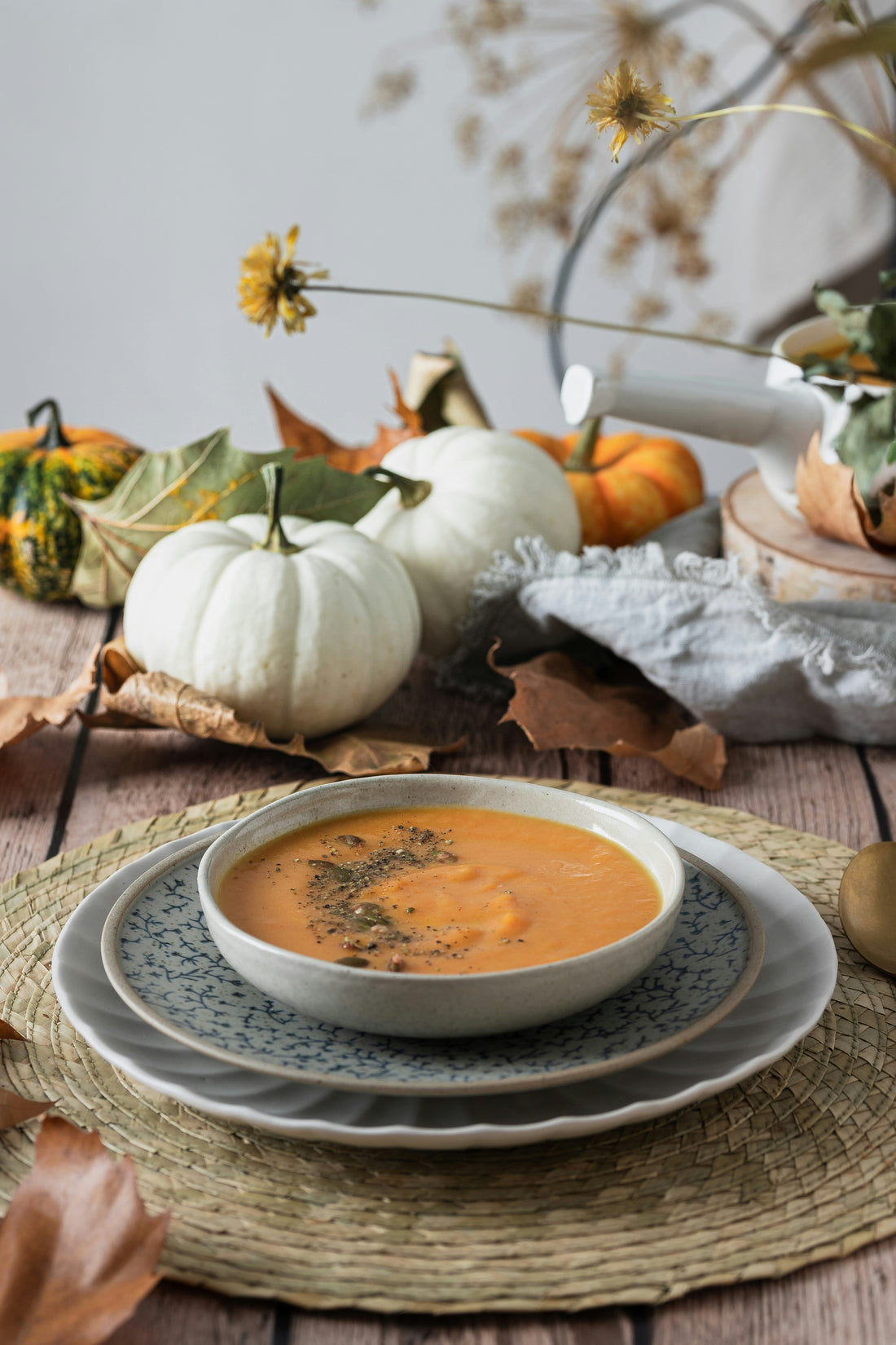 Velvety Squash or Pumpkin Soup with Black Kampot Pepper
